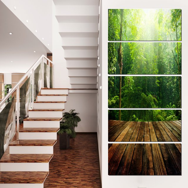 Forêt Verte avec Rayon de Lumière - Impression sur Toile