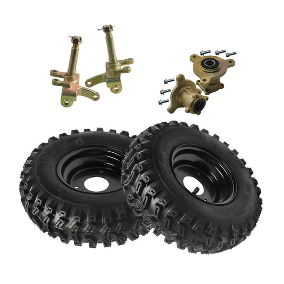 2pcs 6 inch Wheels 13x4.10x6 13x4.10-6 Wheel Tire and Rim 3 Stud 4Ply Tubeless Wheel with Front Steering Spindles Hubs for Snow Blower Thrower Mini Bike ATV Quad Buggy Go Kart Tires (TK045)