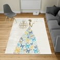 thumbnail image 2 of Vintage Turkish Area Rug, Love Country Wedding Themed Romantic Butterflies Cartoon Retro Parisienne, Soft Carpet for Living Room Decor with Distressed Look, 5.2' X 7.6', Pale Blue, by Ambesonne, 2 of 4