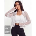 thumbnail image 4 of FEOYA Lightweight Bomber Jacket Women Mesh Ladies Summer Sheer Cropped Long Sleeve Jacket Zipper Up With Pocket L White, 4 of 7