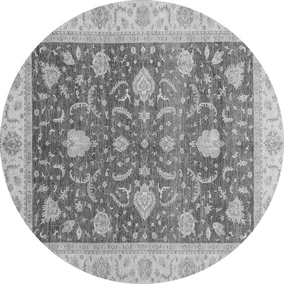 Ahgly Company Indoor Round Oriental Gray Traditional Area Rugs, 8' Round