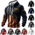 thumbnail image 2 of 250 Anniversary USA Sweatshirt Men American Flag Print Hoodie Long Sleeve Waffle Casual Shirts Fashion Pullover, 2 of 2