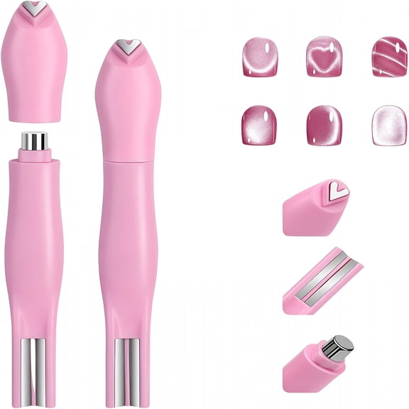 FACEGA 3-in-1 Heart Shape Round Line Shape Nail Art Magnet Pen, Heart Magnet for Cat Eye Gel Polish, Upgrade Magnetic Nail Art Tool, French Tip Tool