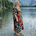 thumbnail image 3 of Oussum Women's Plus Size Abstract Print Maxi Kaftan Dress, Loose V-Neck Beach Cover Up Resort Lounge Caftan, Multicolor, 3 of 5
