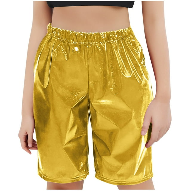 RXIRUCGD 2025 Summer Clothes for Kids Solid Color Loose Glossy Straight Leg Shorts For Boys And Girls Five Part Shorts For Performance Mid Length Shorts