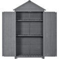 thumbnail image 3 of AngLink 5.8ft x 3ft Outdoor Wood Lean-to Storage Shed Tool Organizer with Waterproof Asphalt Roof, Lockable Doors, 3-Tier Shelves for Backyard (Gray + Wood), 3 of 8