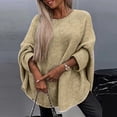 thumbnail image 5 of Women's Sweater - O-Neck 3/4 Sleeve Cloak Style, Pullover Tops Solid Color, Loose Fit Elastic Knitting Tops, 5 of 7