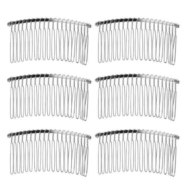 Senkary 10 peines para el pelo con clip de alambre de metal, peines para velo de novia (20 dientes plateados)