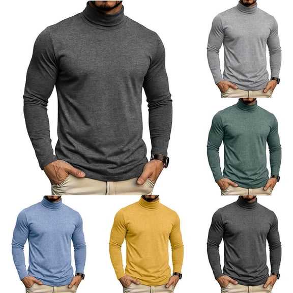 Sevevn Men’s Turtleneck Long Sleeve Shirt Casual Slim Fit Pullover Lightweight Stretch Mock Neck Thermal Top Basic Undershirt for Business Daily Wear Outfit Dark Gray XL