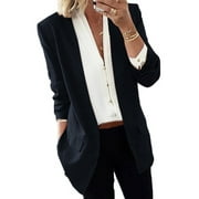 Women's Long Sleeves Slimming Business Blazer Open Front Formal Work Coats