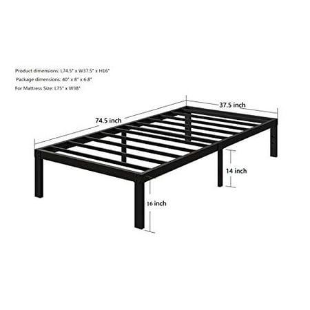 Heavy Duty Metal Platform Bed Frames, Measurements For Standard Twin Bed Metal Frame Size