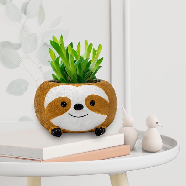 Maceta sonriente con orificio de drenaje, bonitos adornos para maceta de resina, decoración verde de escritorio para el hogar, jardinería