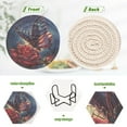 thumbnail image 4 of American Flag Colored Butterfly with Flower Coasters with Holder for Coffee Table 6 Pcs Drink Coaster Sets Absorbent for Home Decor 4 inch, 4 of 7