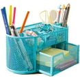 thumbnail image 2 of Space Saving Desk Tidy Multi-Functional Metal Wire Mesh 9 Compartment Office/School Supply Desktop Organizer Caddy W/Large Drawer, 2 of 7