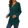 thumbnail image 6 of Nlife Women Long Sleeve Top Criss Cross V Neck Solid Blouse Tunic Top Basic Pullover, 6 of 10