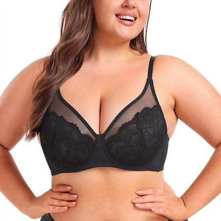 SMZ Bras for Women Lace Unlined Breast Minimizer Bra Full Coverage Bras