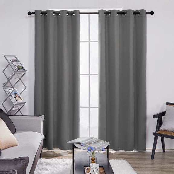 Deconovo Blackout Curtains Set of 2, Thermal Insulated, Light Gray, 52W x 84L Inch, Noise Reducing Energy Saving Window Drapes for Bedroom