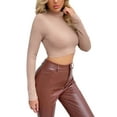 thumbnail image 2 of Coduop Women's Sexy Backless High Neck Tie Up Long Sleeve Crop Top T-Shirt, 2 of 7