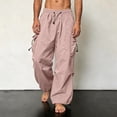 thumbnail image 2 of Men's Casual Cargo Pants Joggers Trousers Drawstring Elastic Waist Straight Leg Loose Fit Quick Dry Lightweight Breathable Versatile Function Pockets Daily Streetwear Athletic, 2 of 8