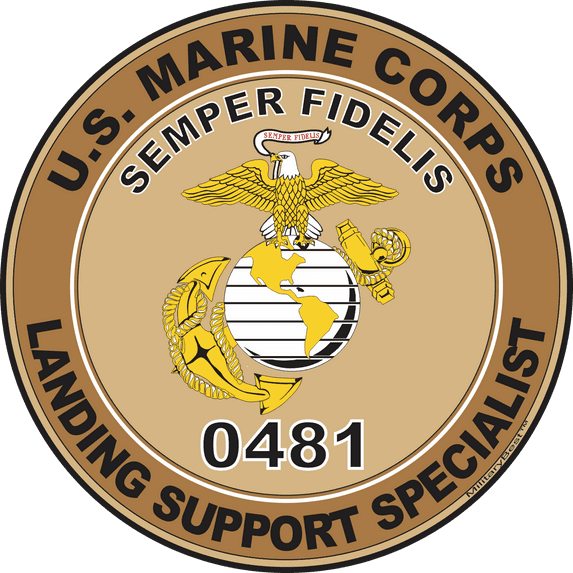 U.S.M.C. MOS 0481 Landing Support Specialist Decal 5.5" - Desert Tan