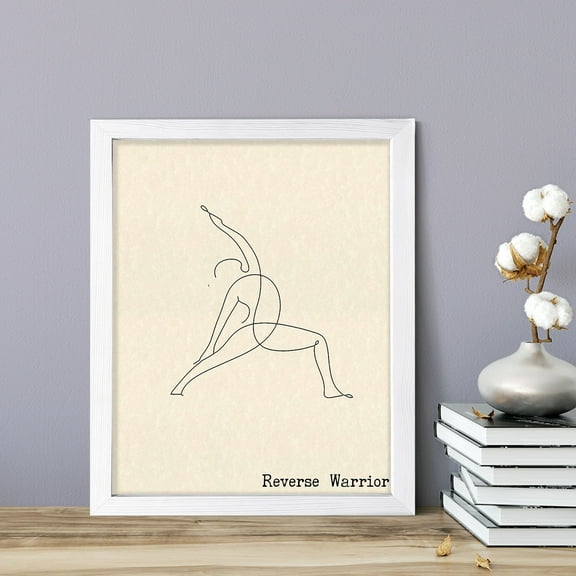 Reverse Warrior, 11 x 14 White FRAMED Print Yoga Wall Art