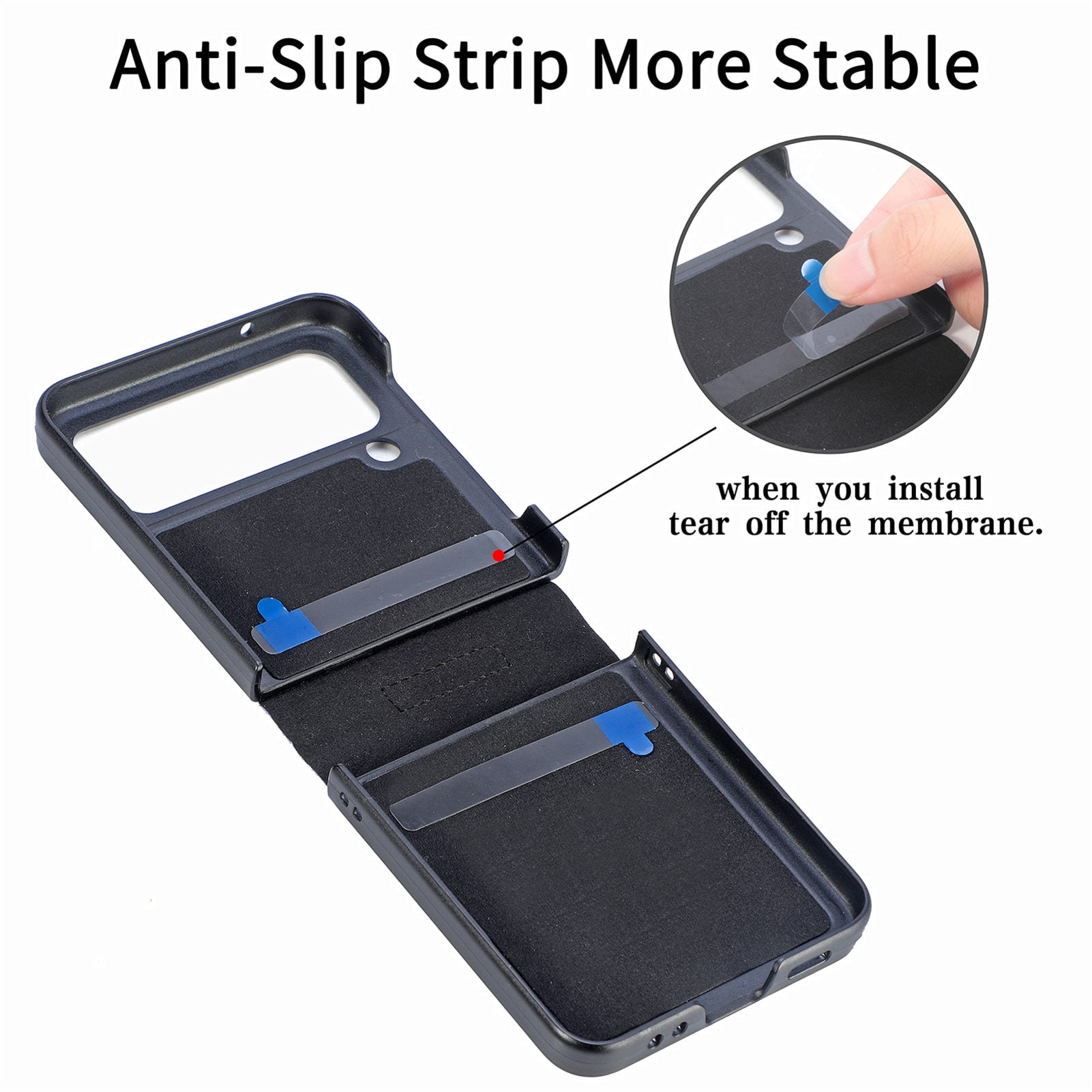 Retractable strap Faux Leather Case For Samsung Galaxy Z Flip 4