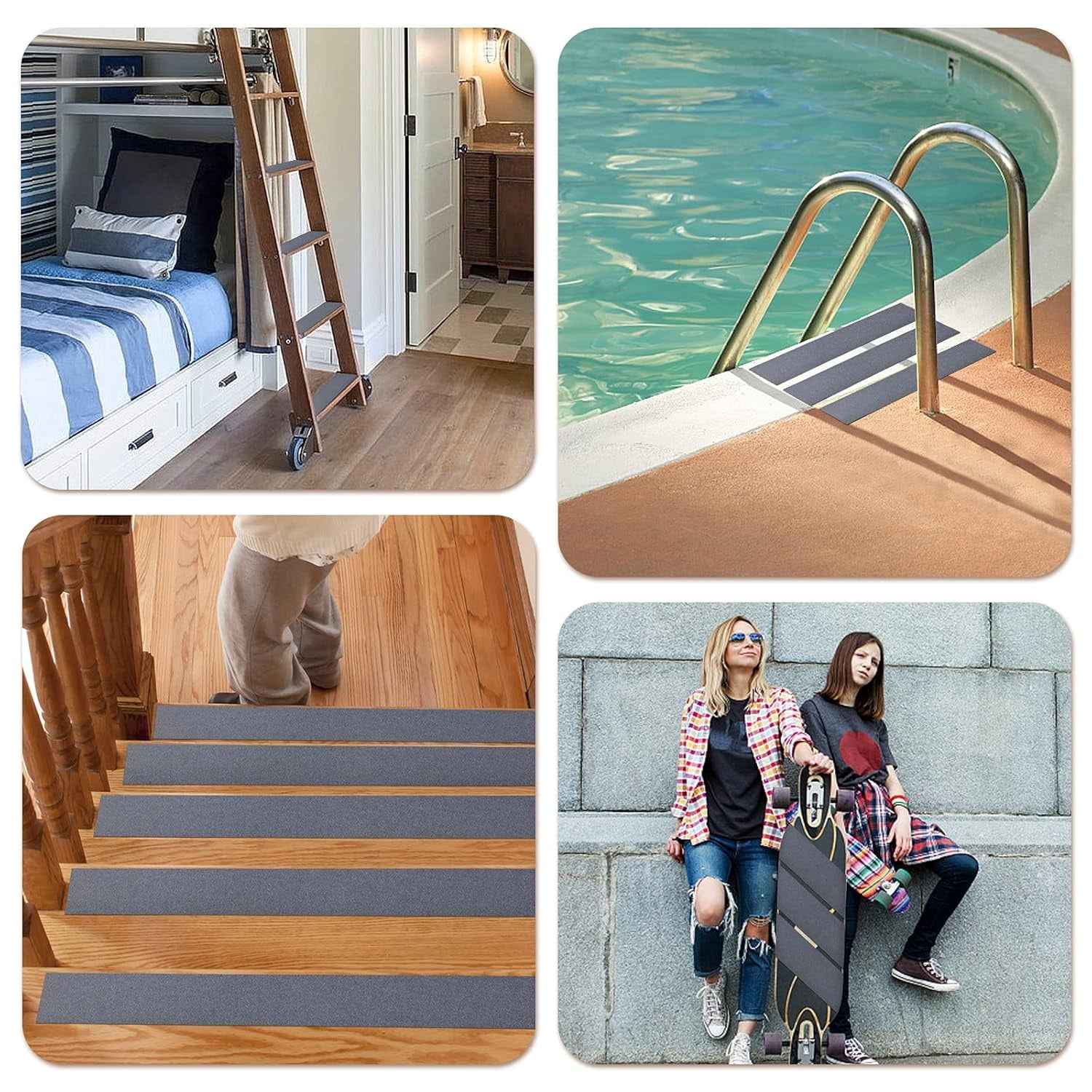 Grip Tape, Anti Slip Tape Outdoor/Indoor Waterproof, Non Slip Tape for Stair Steps, Tread Staircases, Ramps, Skateboards (Grey Tape, 9.8" x 33Ft)