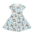 thumbnail image 2 of Uourmeti Otter Summer Dresses for Girls 9-10Y Cute Short Sleeve Swing Dress Animal Print Soft Crew Neck Knee Length A-Line Dresses with Pockets, 2 of 6
