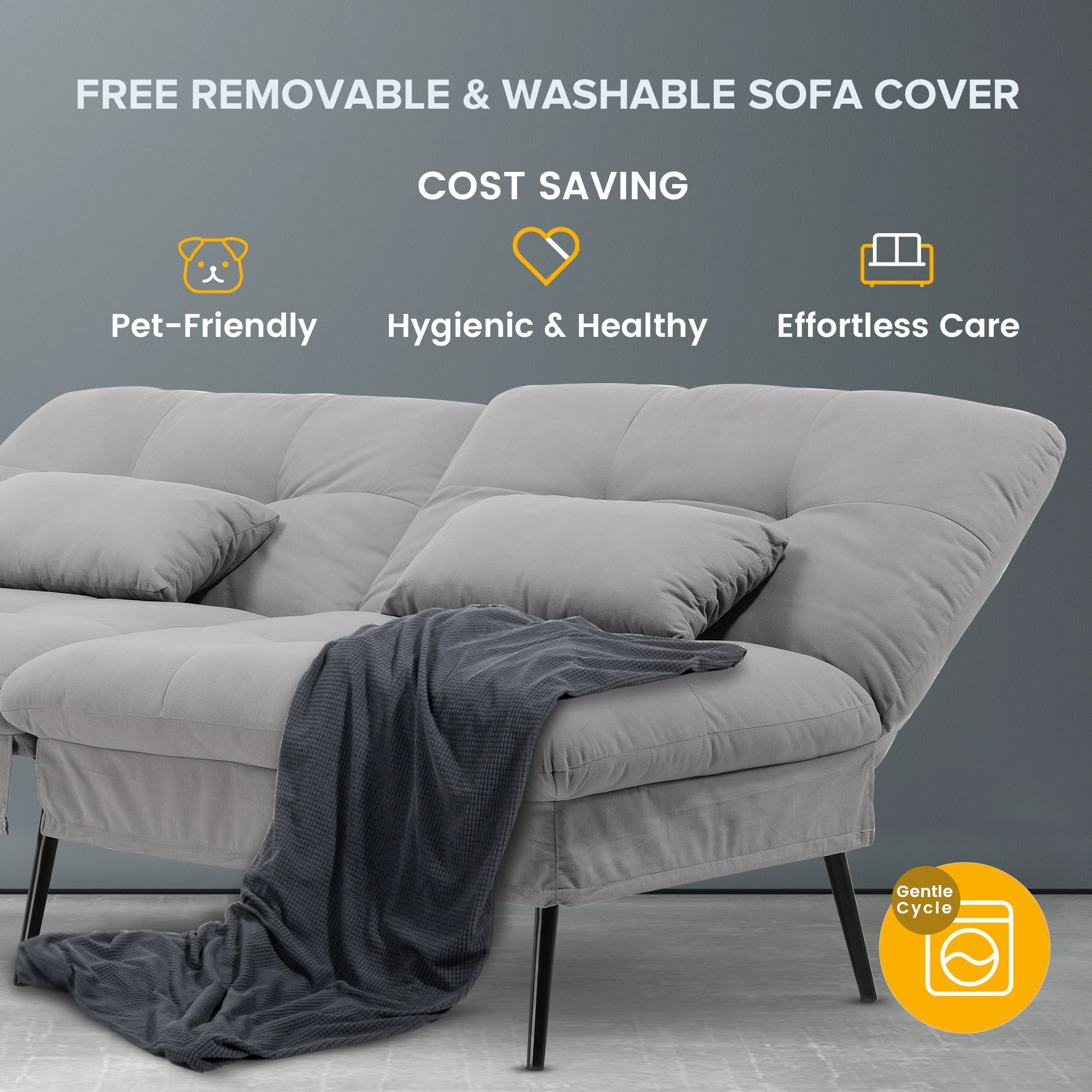 Futon sofa cama tipo cuero solo en gris con cup holder enmedio for Sale in  San Bernardino, CA - OfferUp