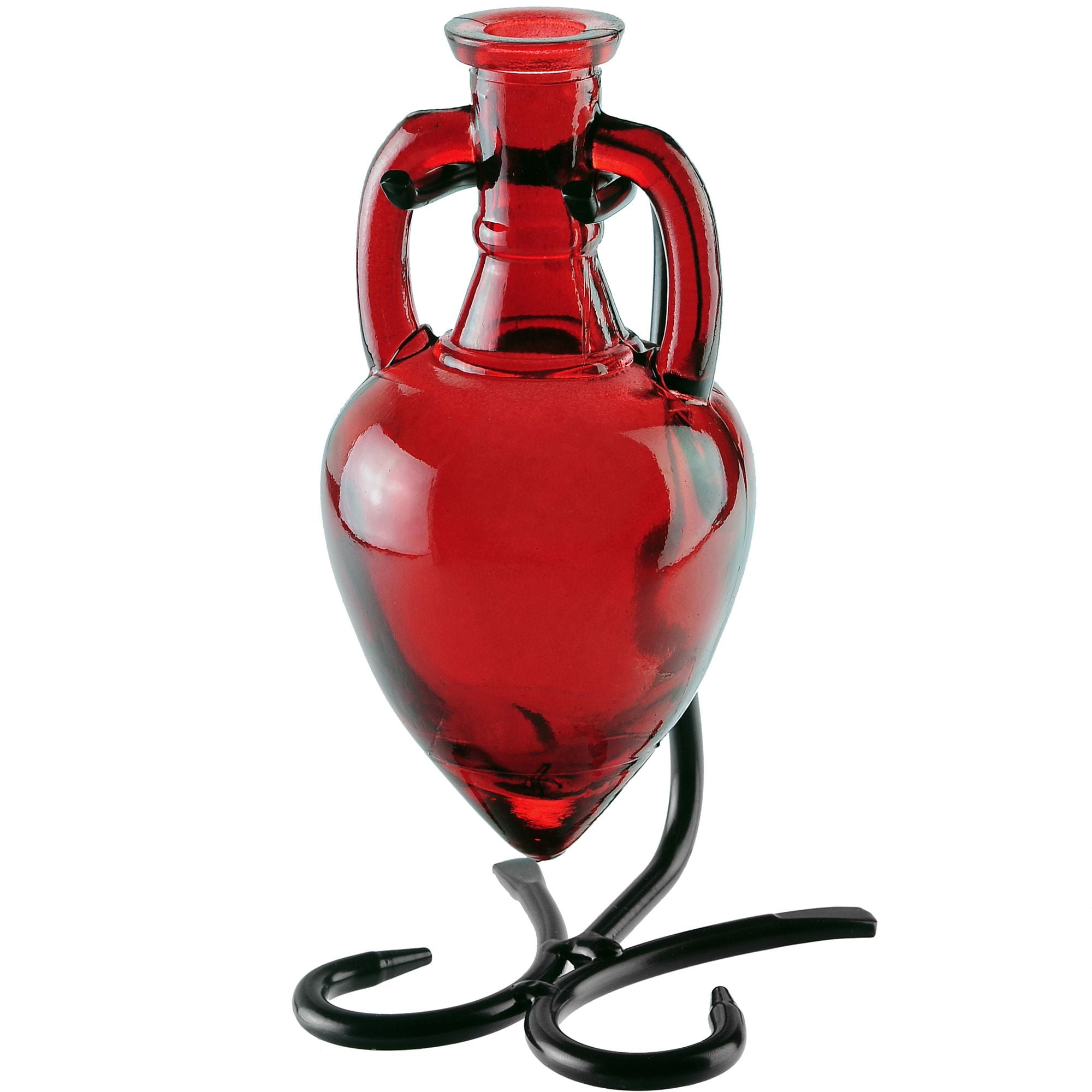 Couronne Amphora Recycled Glass Vase & Metal Stand Red