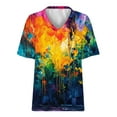 thumbnail image 4 of Camisetas de Cuello en V para las Mujeres Más Talla Impresa de Verano, Suelta Casual Camiseta de Manga Corta para Todas las Estaciones, 4 of 4