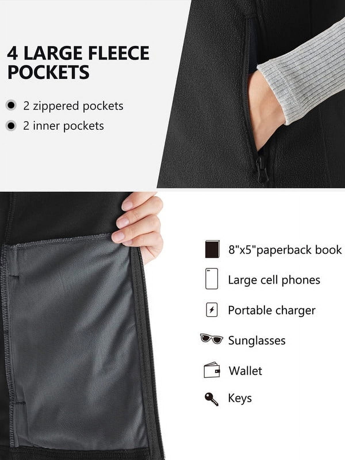 Off Road Ventures Womens Fleece Lined Vests Outerwear Lightweight Sleeveless Running Vest With Zipper Pockets