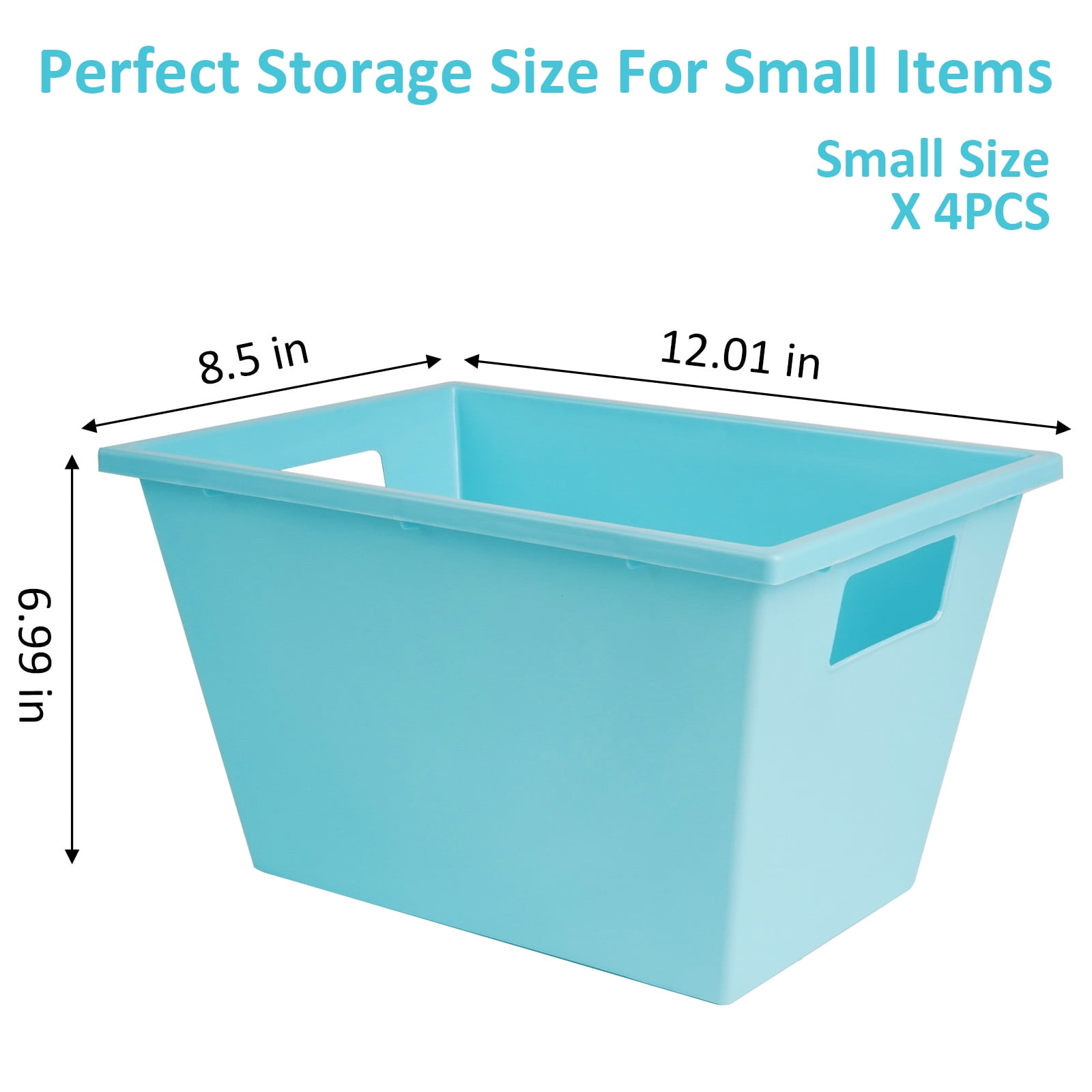 Koomade Set of (4) Storage Boxes Medium Plastic Storage Bin, 12 in x 8.5 in x 7 in