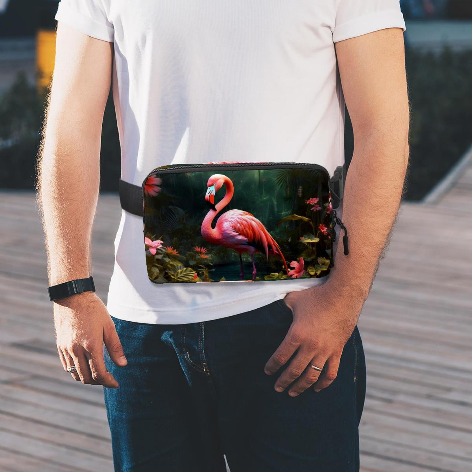 Flamingo Lightweight Adjustable Waist Bag with Extension Strap - Unisex Fanny Pack