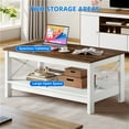 thumbnail image 5 of Dextrus Farmhouse Coffee Table with Open Storage Shelf, 2-Tier Thicken Wood Accent Cocktail Center Ends Table for Living Room Home Office, Brown and White, 5 of 6