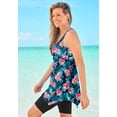 thumbnail image 3 of Swim 365 Women's Plus Size Longer-Length Handkerchief Hem Tankini Top, 3 of 6