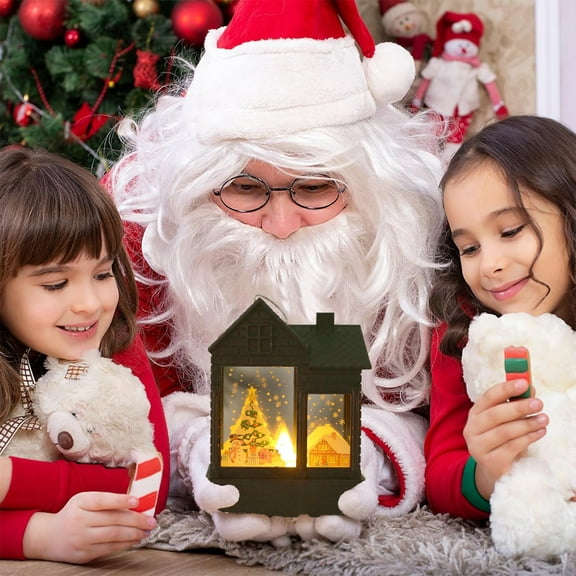 XYAIYT Christmas Lanterns Led Battery Powered Flickering Flame Simulation Portable Hanging Lantern with Vin e Santa Snowman Scene for Tree Home Party Decor 4.8x3.5x2.4in Black