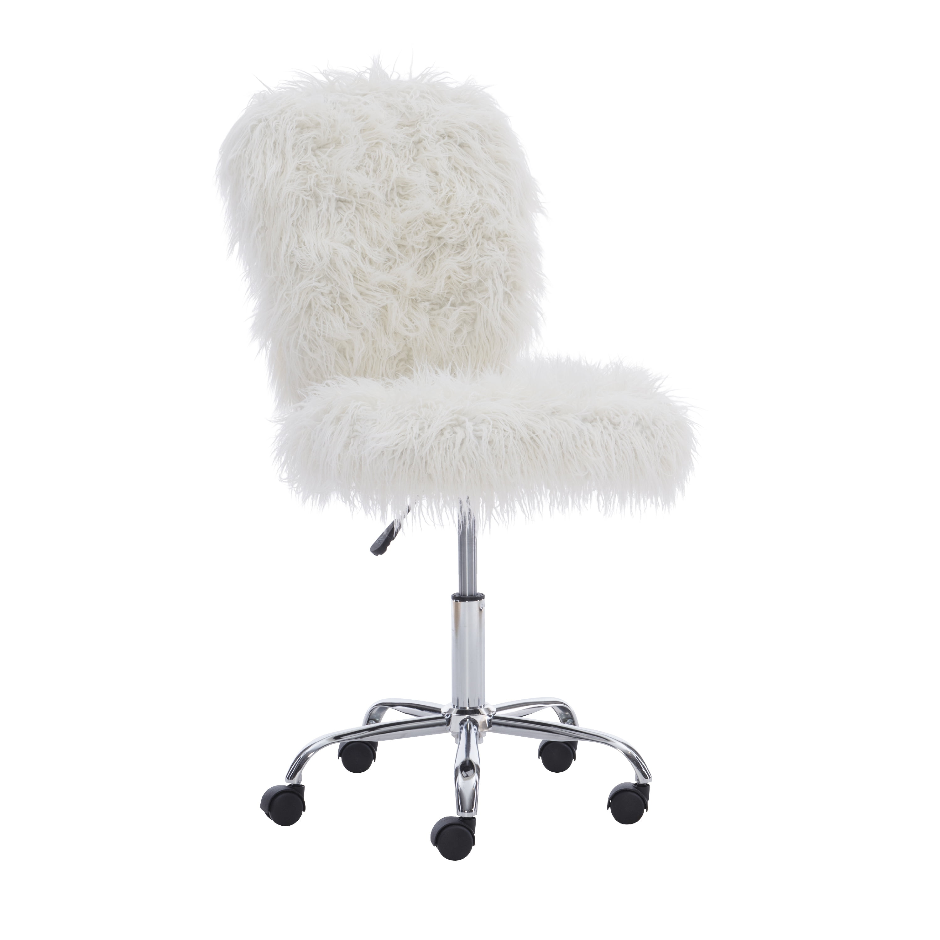 Linon Fiona Faux Fur Upholstered Office Chair in White 