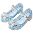 thumbnail image 7 of Quealent Kids Toddler Girls Dress Shoes Pumps Low Heels Sparkling Flower Mary Jane Footwear for Party Prom Wedding Birthday Blue for Size 10, 7 of 7