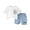 D White, variant on Elainilye Fashion Summer Toddler Baby Boys 2 Piece Outfits Casual Print Short Sleeved T-shirt Denim Shorts Clothes Set Sizes 1-5Y,Blue