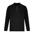 thumbnail image 6 of ZCFZJW Mens Fashion Polo Shirts Cotton Classic Long Sleeve Solid Color Thermal Button Henley Shirts Trendy Fall Lightweight Comfy Pullover Tops Black L, 6 of 6