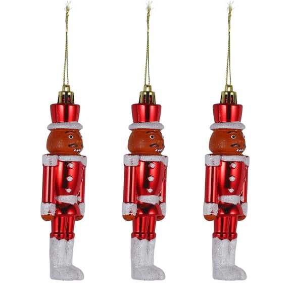 AURARMLET 3Pcs Hanging Christmas Nutcracker Decorations Red Plastic Ornaments for Xmas Party Decor