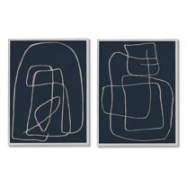 Stupell Industries Contemporary Line Squiggle Shapes Graphic Art Gray Framed Art Print Wall Art, Set of 2, Design by Susan Jill