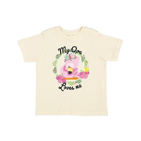 

Inktastic Baby Flamingo My Opa Loves Me with Flower Wreath Gift Toddler Boy or Toddler Girl T-Shirt