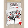 thumbnail image 3 of Valentines Day Duvet Cover Set, Love Tree with Heart Romance Fruits Leaves Forest Couple Art, Decorative 3 Piece Bedding Set with 2 Pillow Shams, King Size, Vermilion Black, by Ambesonne, 3 of 3