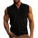 thumbnail image 3 of pstuiky Camiseta sin mangas para hombre, Camisa informal de verano para hombre, de color liso, sin mangas, con solapa y botones y bolsillo. Chaleco de hombre xl, 3 of 8