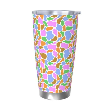 

Cauagu Colorful Cow Skin Pattern 20oz Tumbler Stainless Steel Vacuum Insulated Tumbler with Lid Durable Insulated Coffee Mug Thermal Cup with Splash Proof Sliding Lid-Without Straw