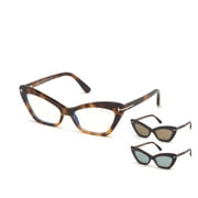 Tom Ford FT 5643B Eyeglasses 052 Havana, Blue Block/ Clips: Havana & Turquoise, Plum & Roviex