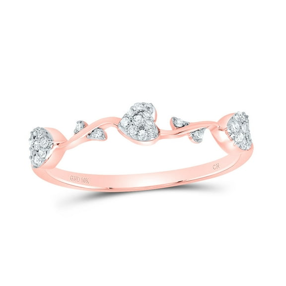10kt Rose Gold 1/10 Cttw Natural Diamond Heart Wedding Engagement Anniversary Ring, Women Size: 5-9