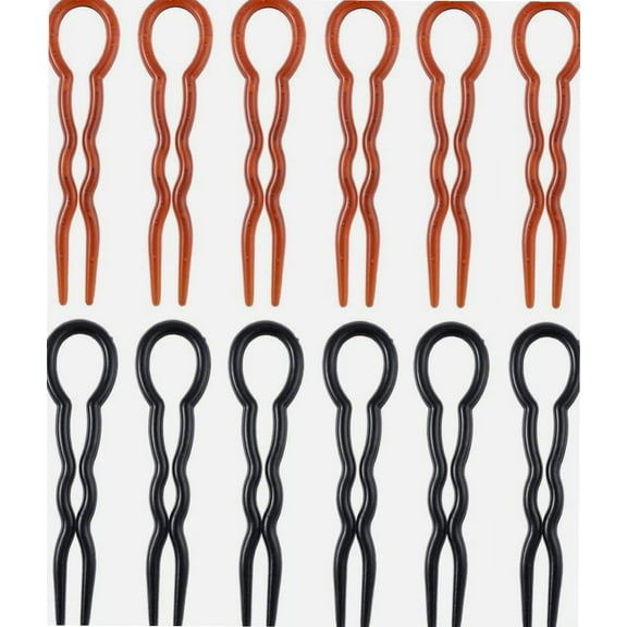 12Pcs U Shaped Hair Pins Plastic Hair Style Grip Pins Wavy Hair Braid Twist Styling Clip Pin for Women Girls